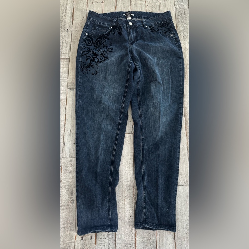 Lane Bryant Dark Blue Skinny Jeans with Black Detail